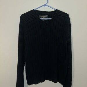 Abercrombie & Fitch Black Ribbed Knit Crew Sweater